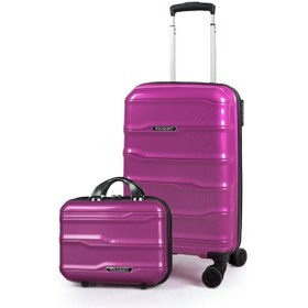 Resim Polo&sky Azra Model Mor Pp Polipropilen Kırılmaz 2'li Kabin Boy + Makyaj Valiz Seti Mor 