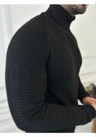 Resim Elku Moda Kazak Naturel Pamuk Triko Boğazlı Balıkçı Yaka Kazak Siyah 