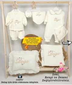 Resim Gros Shop Yeni Doğan %100 Doğal 4katlı Müslin Hastane Çıkış Mevlüt Seti Ki Ekru 