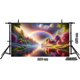 Resim Venspor Renkli Orman ve Gökkuşağı Arkaplan, Doğa Manzarası Temalı, 200x150cm Fon, Duvar Örtüsü 