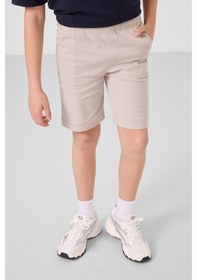 Resim Lacivert-taş Pamuklu Oversize Fit Dokuma Hafif Esnek Chino Erkek Çocuk Şort Takım - 11278 Lacivert 
