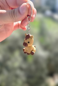 Resim mmb Örgü Desenli Amigurumi At Anahtarlık Çanta Charm Araç Aksesuarı 