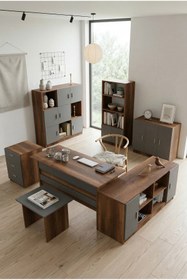 Resim Robin Home Verona Abcdefg Ofis Büro Çalışma Masası Takımı Makam Takımı Barok-gri 