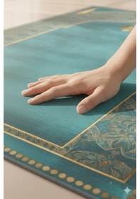 Resim Seccade Diz Ağrıtmayan Yumuşak Halı Seccade Ve Namazlık Turkuaz Turkuaz 