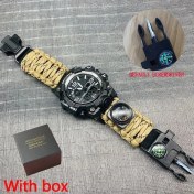 Resim Hanyang Kutu ile Altın Açık Hayatta Kalma Izle Çok Fonksiyonlu Su Geçirmez Askeri Taktik Paracord Izle Bilezik Kamp Yürüyüş Acil Durum Dişli (Yurt Dışından) 