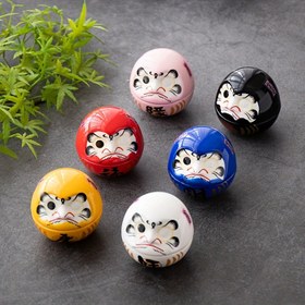 Resim 1 adet, Zen Daruma Bebek Fortune Heykeli - Ev ve Ofis Dekorasyonu için Seramik Şanslı Kedi Minyatür - İyi Şans ve Refah için Sallanan Heykelcik 