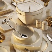 Resim Aryıldız Bone Square Gold Rose 60 Parça 12 Kişilik Yemek Takımı 