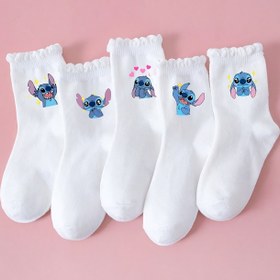 Resim Disney 1/5 Çift Paket Çocuk Çorapları, Sevimli Karakter Desenli Stitch Çoraplar, Yumuşak ve Rahat Nefes Alabilen Çocuk Diz Üstü Çoraplar, Şık ve Çok Yönlü Spor Çorapları, Tüm Mevsimler İçin Uygun, Günlük Kombinler İçin İdeal, Renk Rastgele, Günlük Kıyafetler,Oyuncu Desen,Sevimli Çoraplar,Hafif 