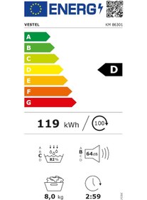 Resim Vestel KM 86301 8 KG Isı Pompalı Çamaşır Kurutma Makinesi 