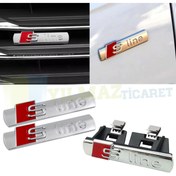 Resim yılmazetic Audi S Line Logo Ön Panjur Çamurluk Amblem Arma Set Parlak Metal Yüksek Kalite 