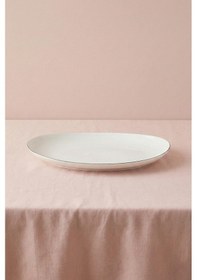 Resim Ceyda Platin Kenarlı Porselen Kayık Tabak 25 Cm Ekru 