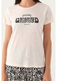 Resim Pierre Cardin 8787 Kadın Kısa Kol Pijama Takımı Krem Vanilya Krem 