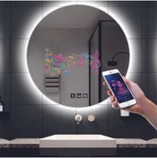 Resim DNR Mirror 70 Cm Bluetoothlu Buğu Yapmayan Dokunmatik Tuşlu Beyaz Ledli Yuvarlak Banyo Aynası 