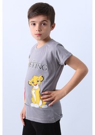 Resim Hçm Erkek Çocuk Tshirt Lion Baskılı Bisiklet Yaka E36 Gri 