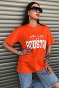 Resim FAVORİST Houston 1991 Baskılı Oversize ( Geniş Kalıp ) Bisiklet Yaka Pamuk Spor Tshirt 