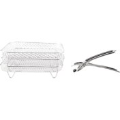 Resim Cecilee3 8 Inç Hava Fritöz Rafı Kare Üç Istiflenebilir Raf, Paslanmaz Çelik Çok Katmanlı Kurutucu Rafı, Hava Fritöz Aksesuarları (Yurt Dışından) 