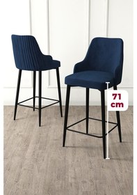 Resim Canisa Enox Serisi, 4 Adet Lacivert Sandalye Mutfak Bar Sandalyesi, Babyface Kumaş, Siyah Metal Ayak Sandalye Lacivert Ayaklar Siyah 