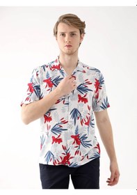 Resim Dufy Kırmızı Erkek Regular Fit Apaç Yaka Kısa Kol Gömlek - 94920 Kırmızı 