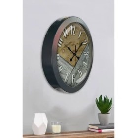 Resim Bahat Salon Ofis Duvar Saati Gri Metal Çerçeve 36 cm 