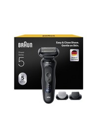 Resim Erkekler İçin Braun Series 5 Elektrikli Tıraş Makinesi, 50 Dk. Pil Ömrü, +2 Aparat, Erkekler İçin Kablosuz Islak Ve Kuru Tıraş Makinesi, Almanya'da Üretilmiştir, Su Geçirmez, 52-n1650si, Siyah 