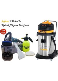 Resim Safran Profesyonel 3 Motor'lu Koltuk Yıkama ve Koltuk Fırçalama Makinası 3600 Watt 