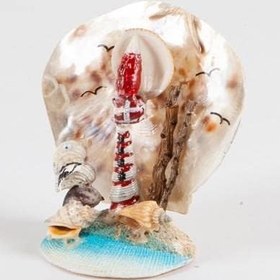Resim Doğal Deniz Kabukları Kırmızı Deniz Feneri Biblo 