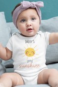 Resim Overoz Organik %100 Pamuk Little Sunshine Baskılı Kısa Kollu Bebek Çıtçıtlı Body Badi Zıbın Tulum 5384 