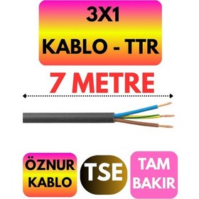 Resim Öznur 3x1 Ttr Kablo Siyah Metre Seçenekli - 7 Metre 