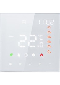 Resim Yifomall Beyaz Su Isıtma Akıllı Termostat, Tuya App İle Programlanabilir, Ses Kontrollü Dokunmatik Panel, 3a Yük Kapasitesi 