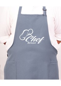 Resim Mutfak Önlüğü Kişiye Ve İsme Özel Nakışlı Mutfak Önlüğü Şef 1 Farklı Renkler Mavi 