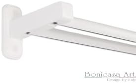 Resim Palermo Beyaz Çift Raylı Ahşap Başlıklı Rustik Perde Askısı Çetray Modern Rustik Beyaz 225 Cm 