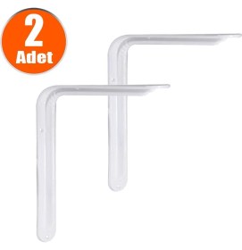Resim Badem10 Raf Altı Ayak Raf Tutucu L Demir 13 x 20 cm Beyaz Montaj Aparatı (2 Adet) 