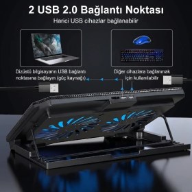 Resim Ayarlanabilir Yükseklik Kademeli Laptop Soğutucu Fan 