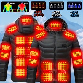 Resim Erkekler için Isıtmalı 25 Bölgeli ve 4 Sıcaklık Ayarınca Ceket - Fermuarlı Kapüşonlu Kış Montu, İsitme Sistemli Yumuşak Kabuk Termal Jaketi, Makinede Yıkanabilir , İşçiler & Soğuk Hava İçin, Çalışanlar (Dahil Değildir), Bayanlar için Isıtma Jacketi, Erkekler için 