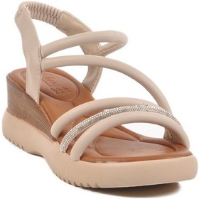 Resim Bej Topuklu Kadın Sandalet T-004 Z Bej 