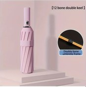 Resim Oldfriend Pembe Otomatik Katlanır Çift Kaburgalı Rüzgar Geçirmez 12 Dilim Şemsiye 
