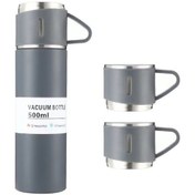 Resim Moveevo 500ml 304+201 Çelik Termos Bardak, 12 Saat Isı Saklama, Kaçırmaz, 3 Kapağı Var, Ev/ofis/dışarı/seyahat İçin, Gri Hediyelik Kutulu Set Siyah 
