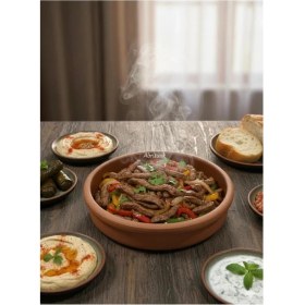 Resim abnturk Içi Sırlı Yüksek Isıya Dayanıklı 22 cm Derinliği 4,5 cm Toprak Güveç Fırın Kabı 