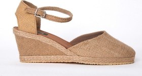 Resim Star Tombis Gerçek Elişi Hasır Rengi Topuğu Açık Keten Espadril Dolgu Topuk Handmade 