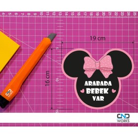 Resim CND works Arabada Bebek Var - Araba Cam Etiket Sticker 16 x 19 cm 