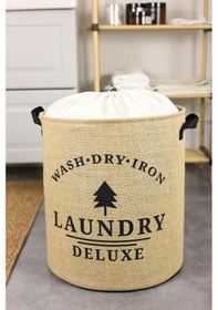Resim Laundry Deluxe Baskılı Fileli Jüt Katlanabilir Kıyafet Kirli Çamaşır Havlu Sepeti 37 X 40 Çok Renkli 