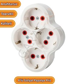 Resim garaccu 4'lü Topraklı Papatya Golyat Priz Çoğaltıcı Dörtlü Priz 1 Adet 
