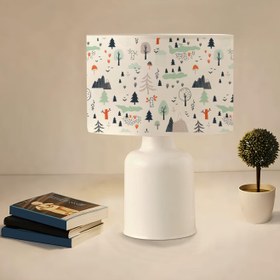 Resim Kumaş Baskılı Doğa Desenli Çocuk Odası Abajur Lamba | ByLamp 