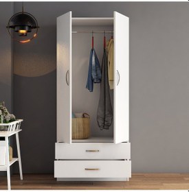 Resim tanmob 2 Kapılı Iki Çekmeceli Geniş Gardrop Beyaz - Grd0401 