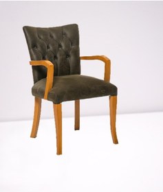 Resim Sandalye Zus160 YARIM KOLÇAK Model Kayın Retro Ayak Doğal renk Babyface kumaş kapitone El Yapım 