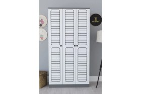 Resim Remaks Fuga 3 Kapaklı Elbise Dolabı - Antrasit Gövde Beyaz Kapak 