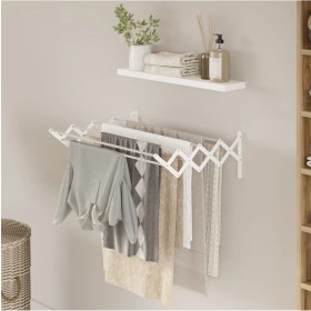 Resim Akordiyon Kurutmalık Çamaşır Askısı Duvara Asılan Kurutucu 100 cm Beyaz 