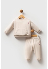 Resim U.s. Polo Assn Kız Bebek Krem Takım Krem 
