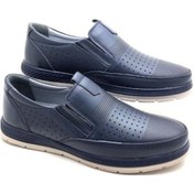 Resim Hakiki Deri Ortopedik Ekek Ayakkabı-Lacivert 