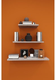 Resim Asra Trend Modern 3'lü Uçan Raf Çok Amaçlı Duvar Rafı Organizer %100 Mdf Kitaplık Mutfak Banyo Rafı Drf05 Retro Taş 